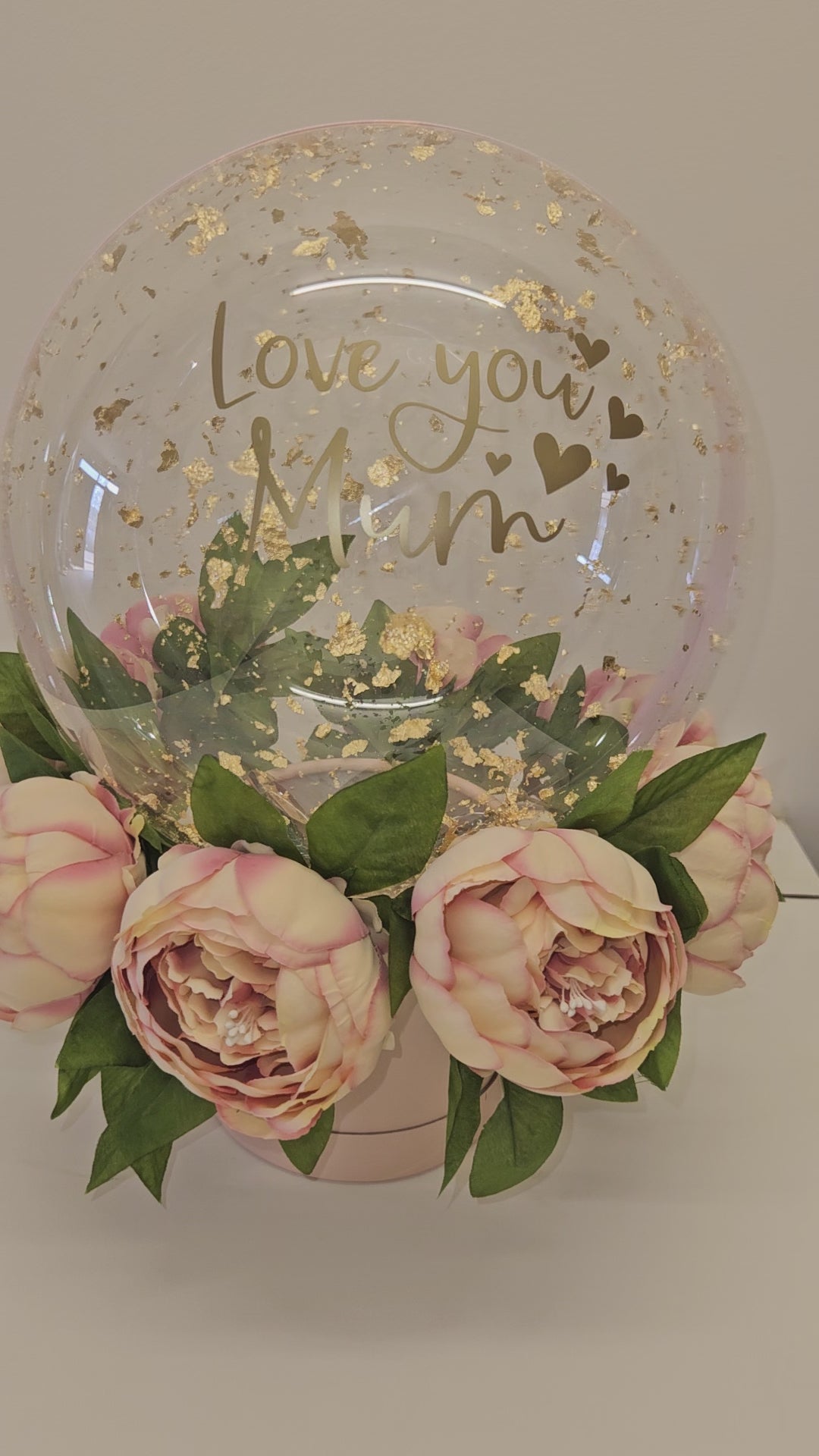 No.3 peonies and gold leaf bubble gift