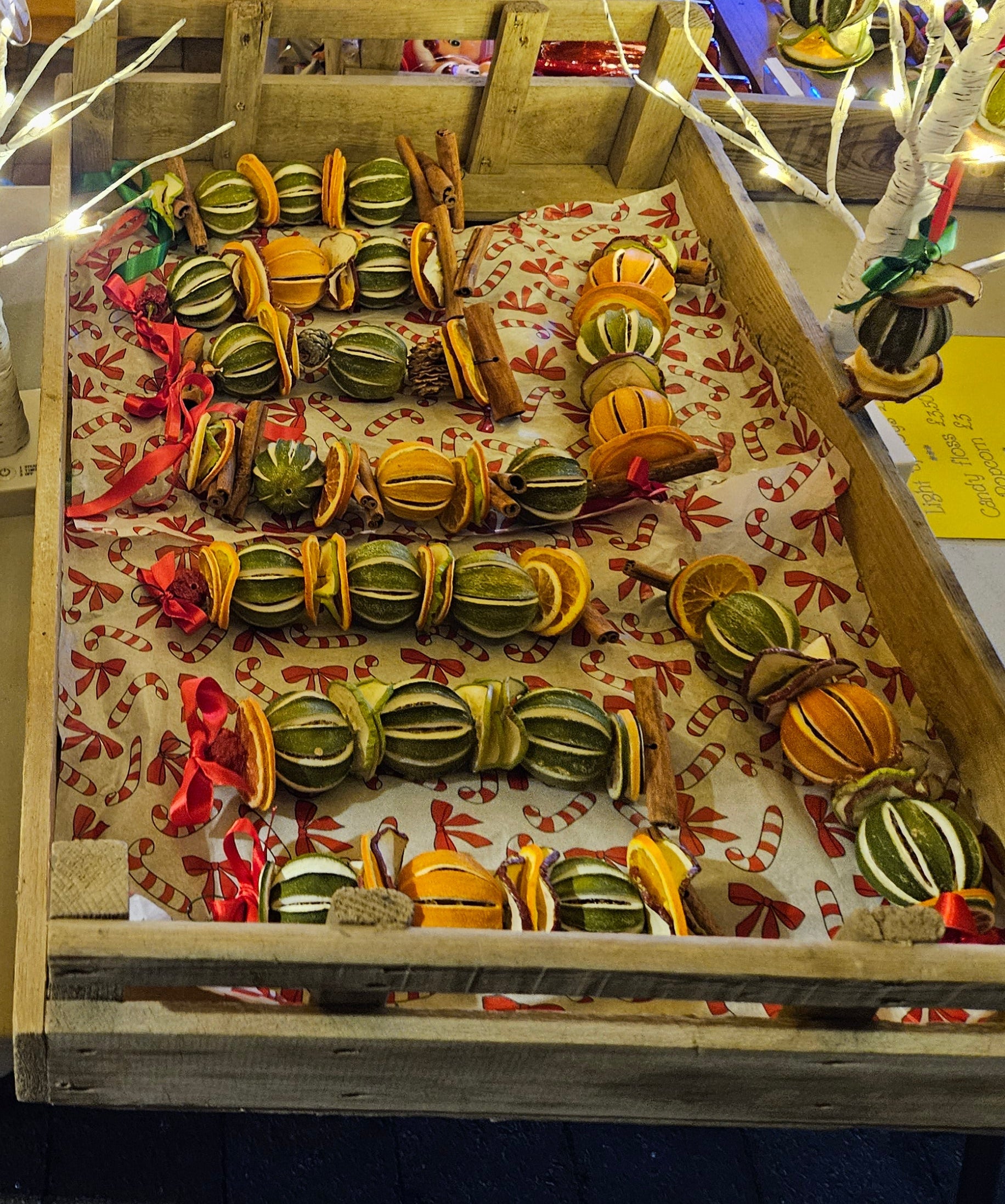 Dried fruit and cinnamon hanging garlands