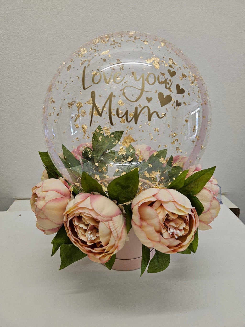 No.3 peonies and gold leaf bubble gift