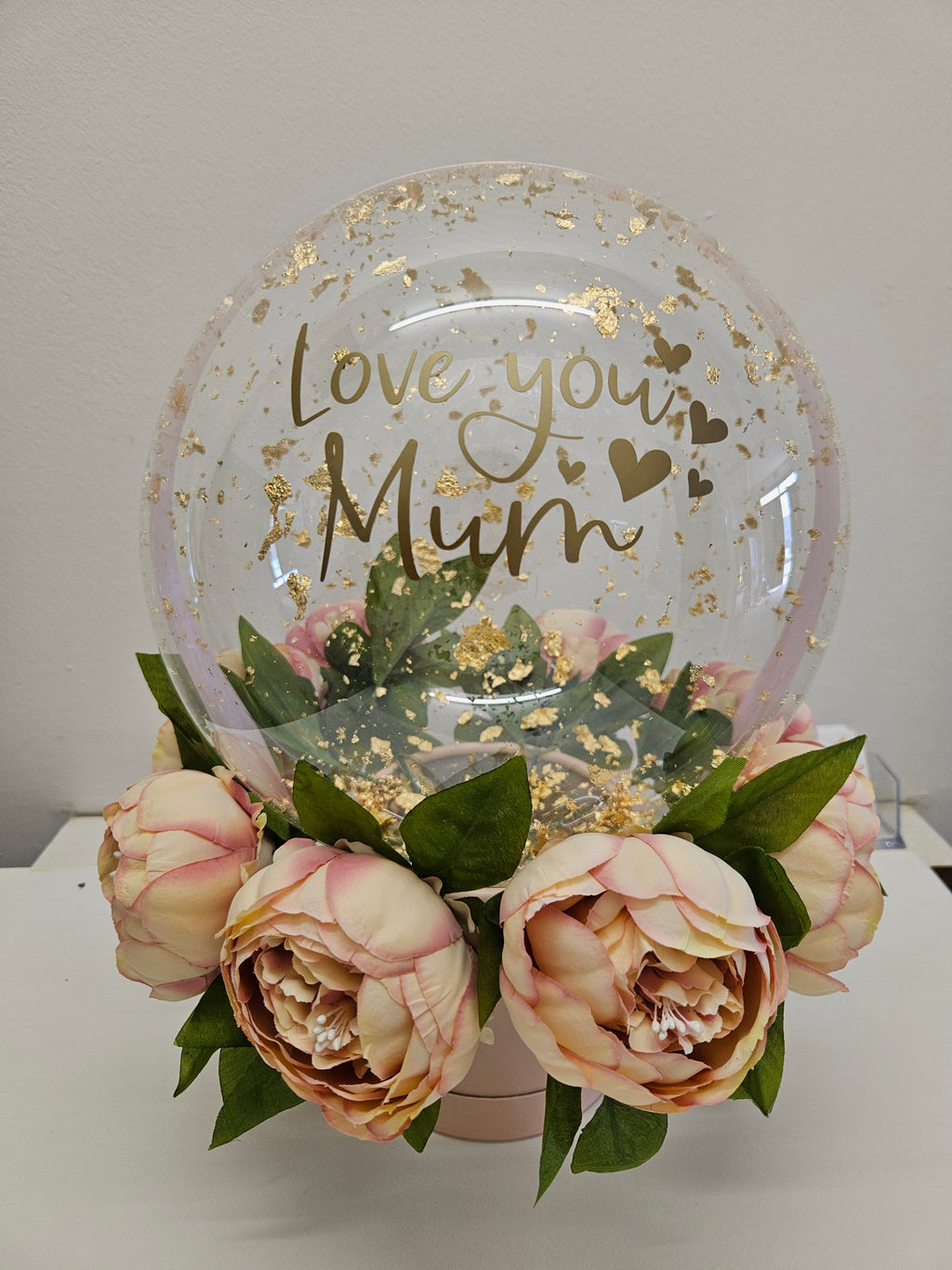 No.3 peonies and gold leaf bubble gift