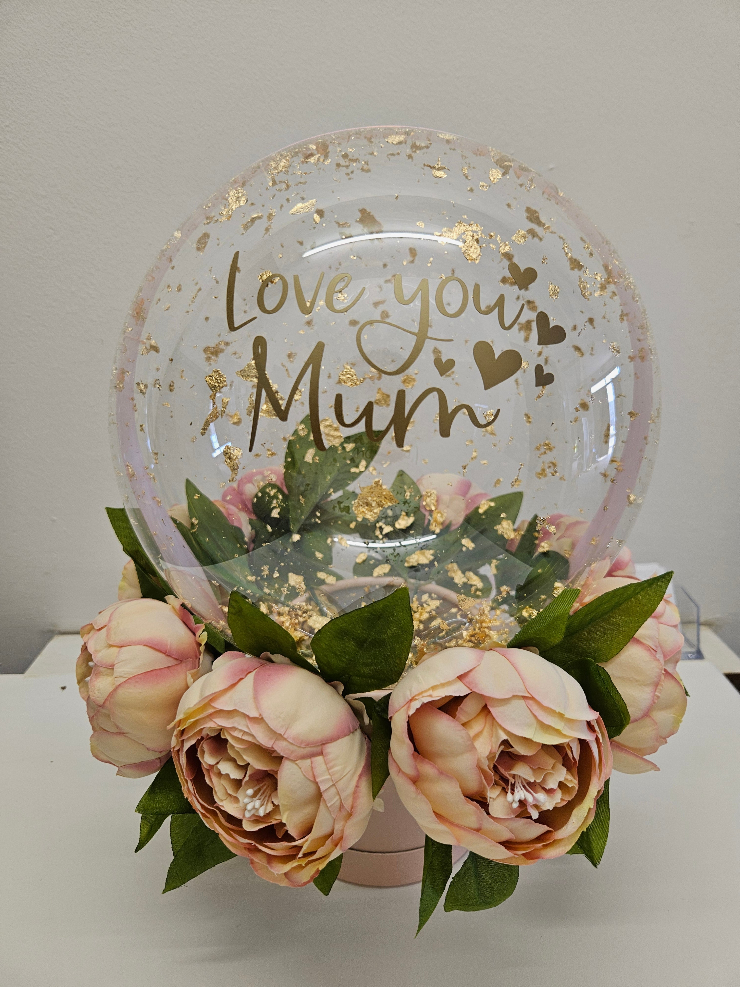 No.3 peonies and gold leaf bubble gift