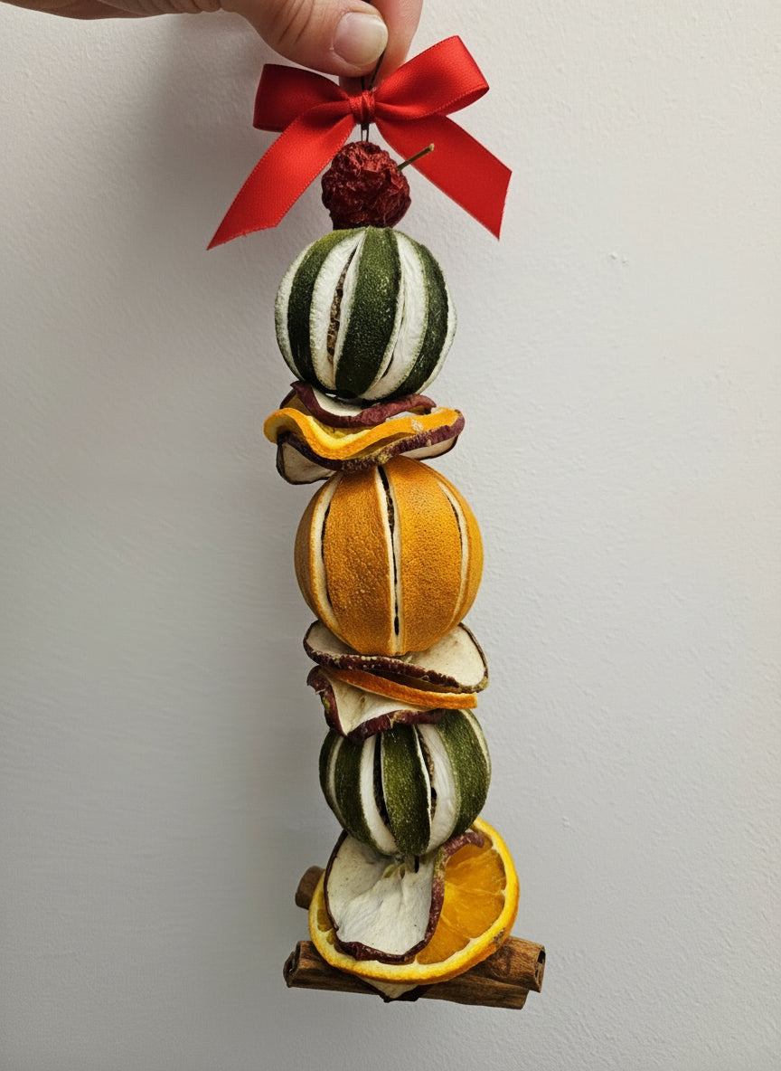 Dried fruit and cinnamon hanging garlands