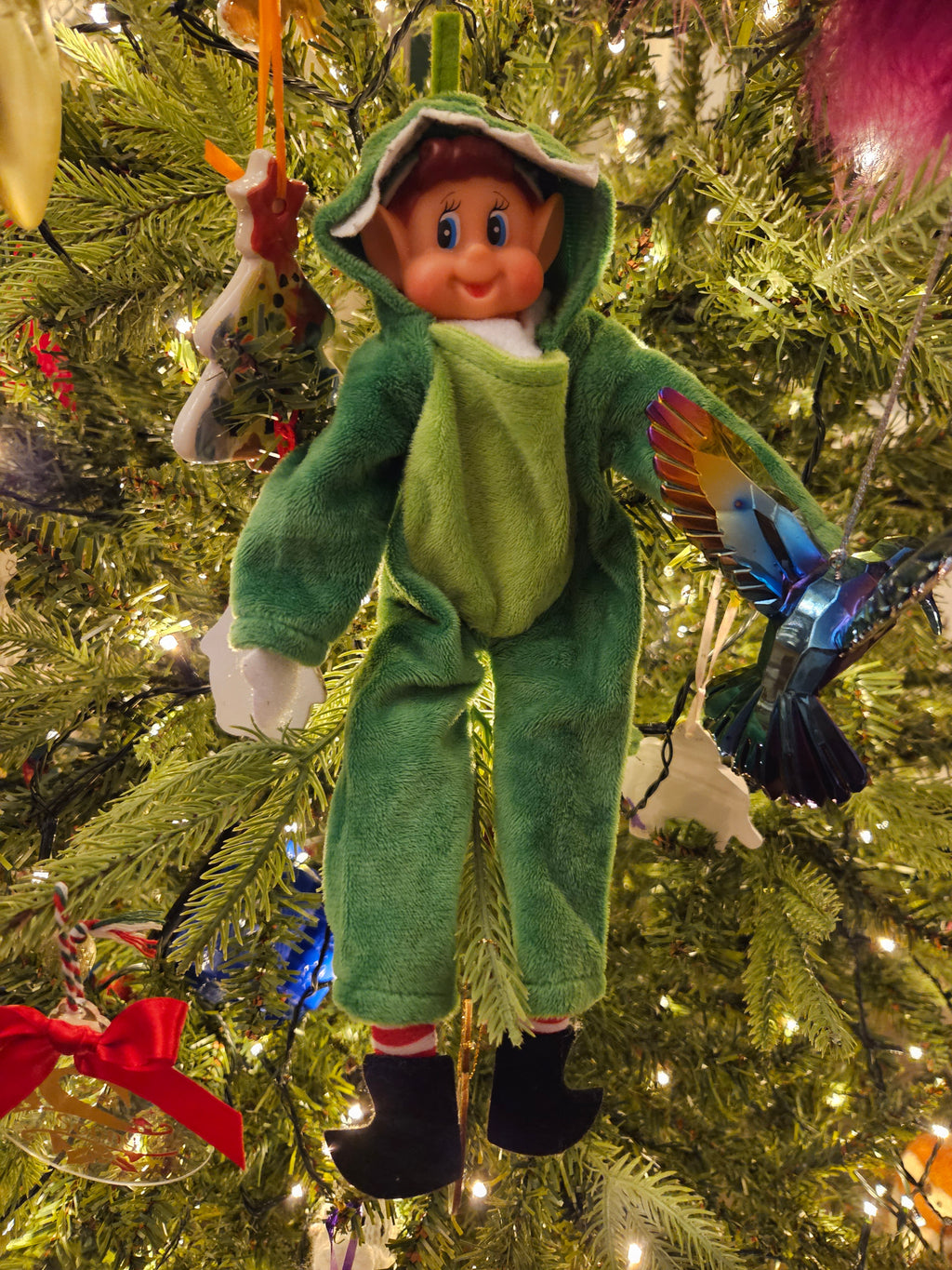 Elf dino onesie outfit