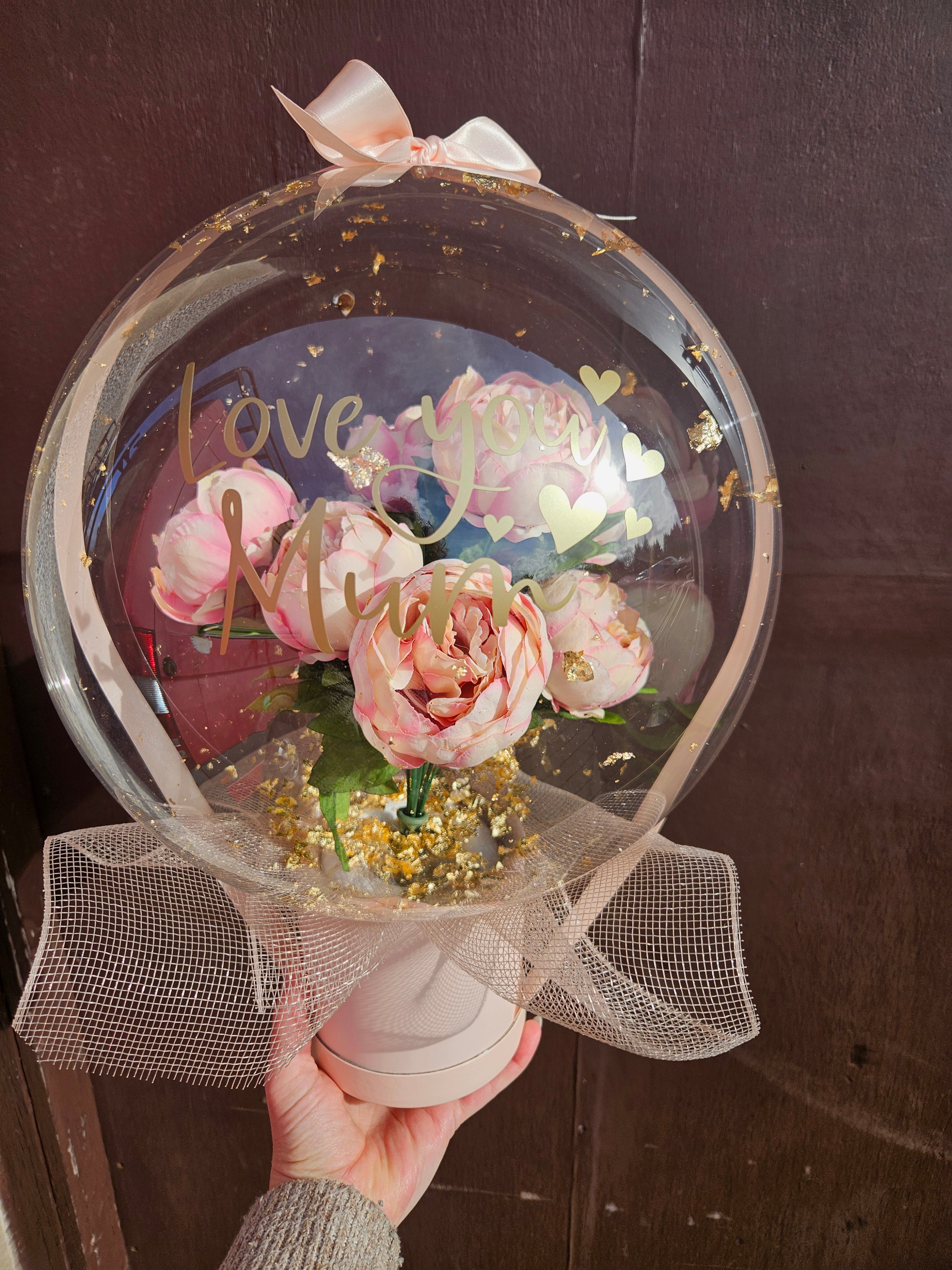 No.4 Peonies inside a bubble gift