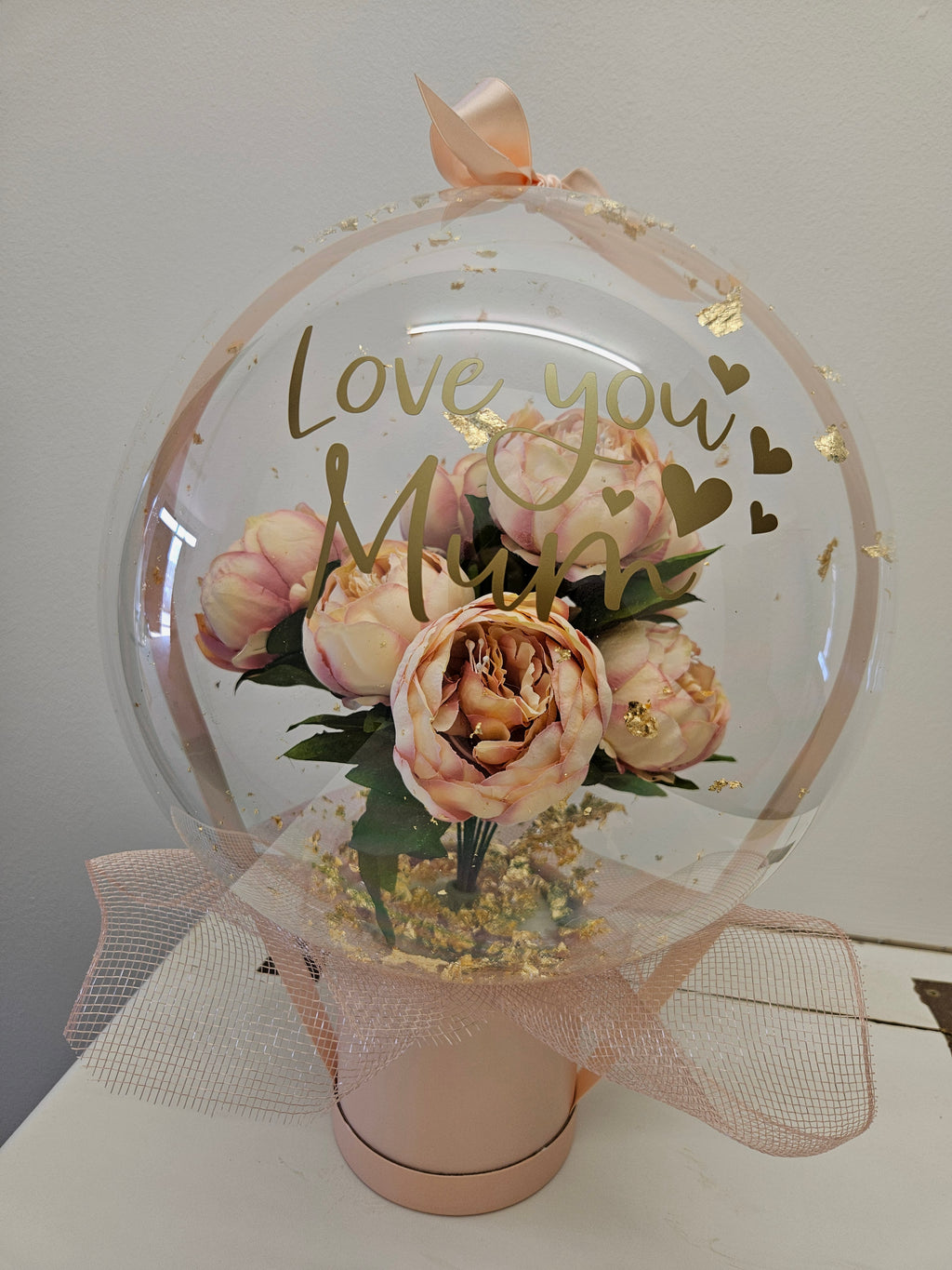 No.4 Peonies inside a bubble gift